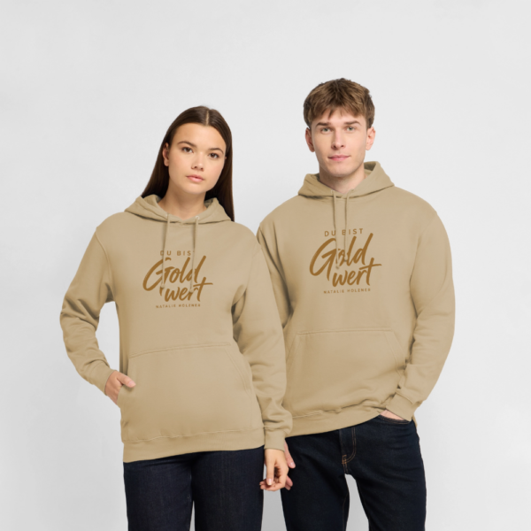 1-1.png Hoodie „Du bist Gold wert“ – Sand & Weiß