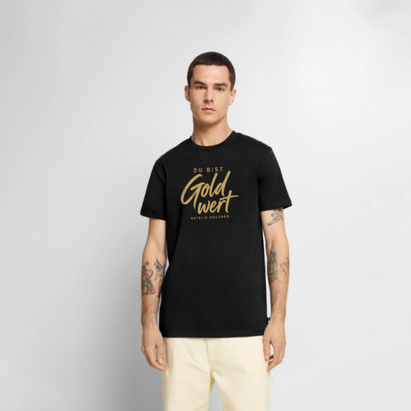 Premium-T-Shirt „Du bist Gold wert“ – Schwarz