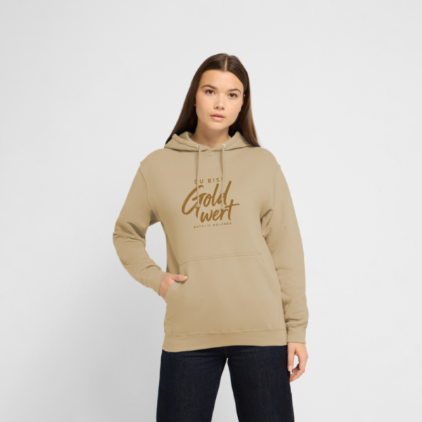 1-2.png Hoodie „Du bist Gold wert“ – Sand & Weiß