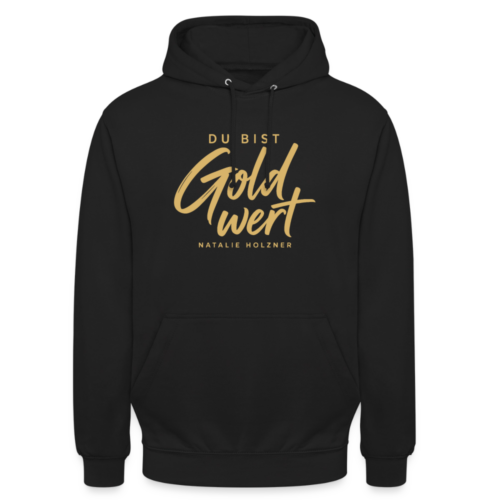 Hoodie „Du bist Gold wert“ – Schwarz