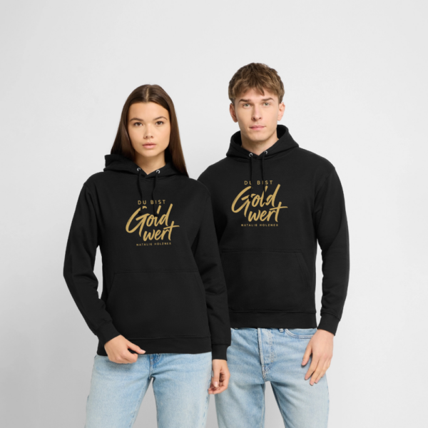 Hoodie „Du bist Gold wert“ – Schwarz